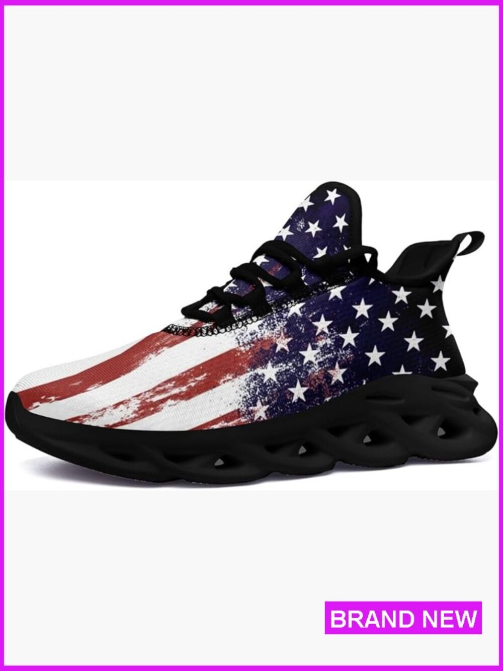 Mesh Running Shoes Lightweight Breathable Patriotic Flag Print Sneakers Casual